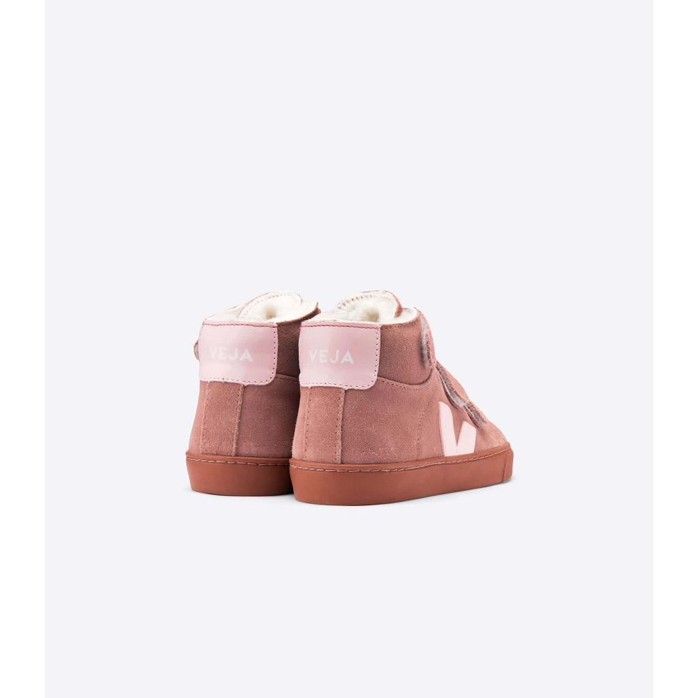 Veja ESPLAR MID FURED SUEDE Kids' High Tops Pink | CA 688QMA